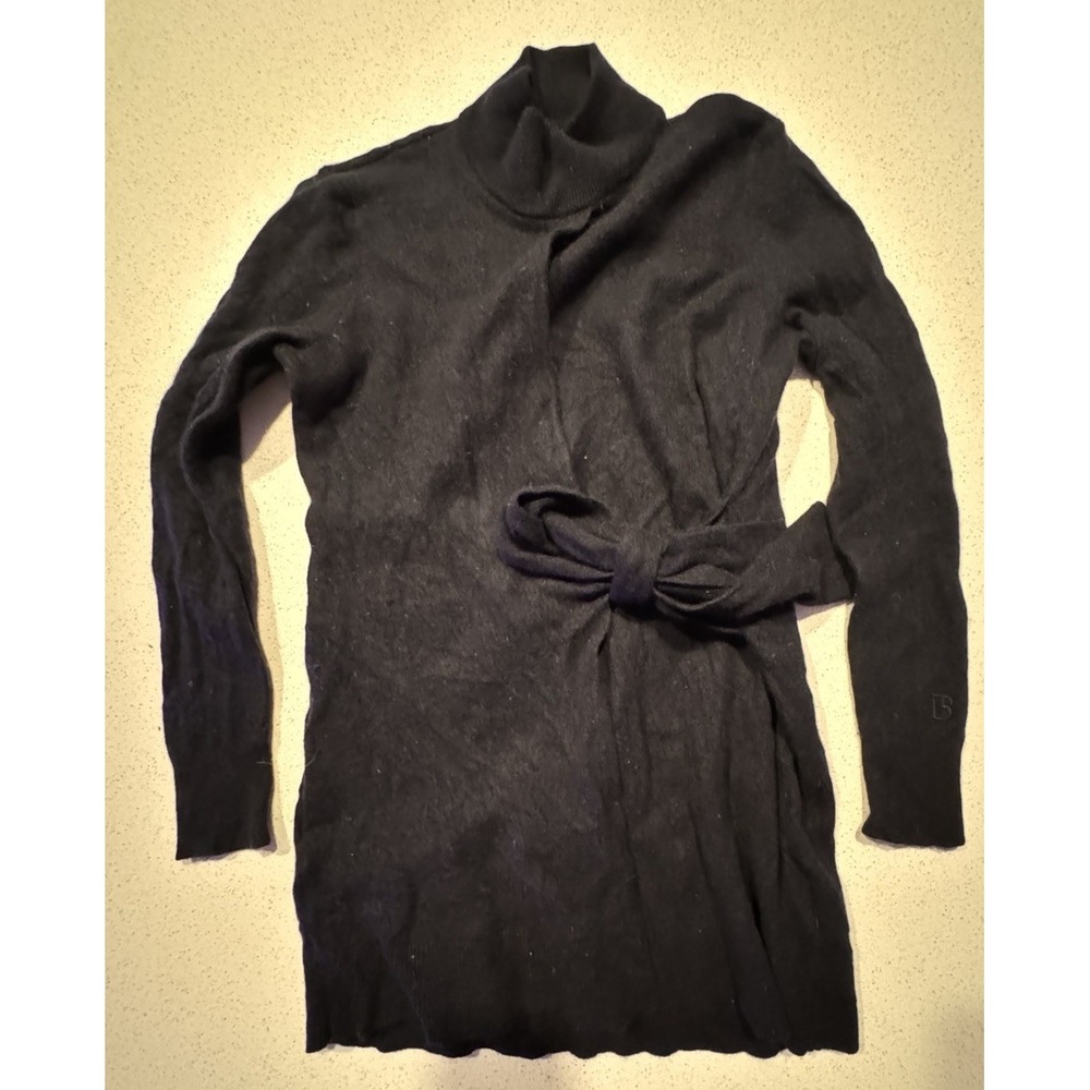 Ted Baker Wool Cashmere Sweater Dress Black Size 2 Belted Turtleneck